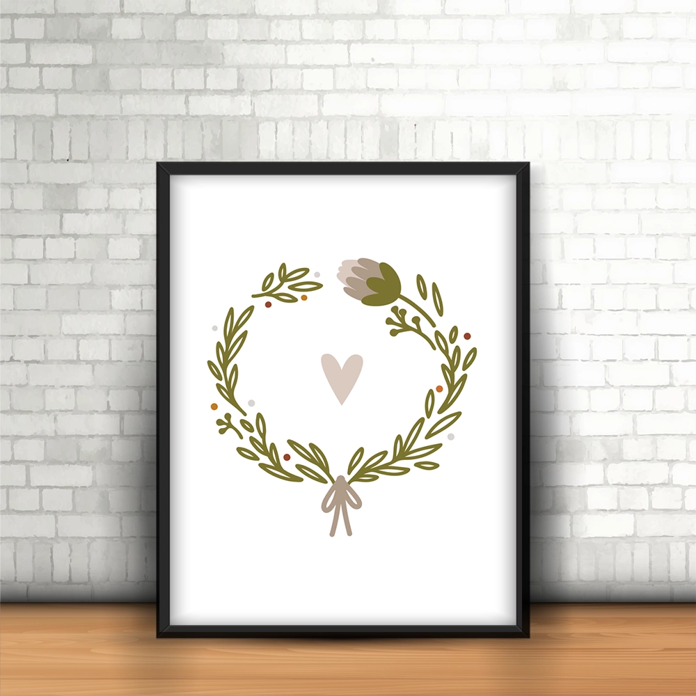 قاب عکس دکوراتیو کودکانه طرح حلقه‌ی برگ