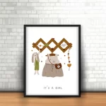 قاب عکس دکوراتیو کودکانه طرح نوزاد دختر