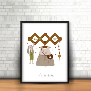 قاب عکس دکوراتیو کودکانه طرح نوزاد دختر