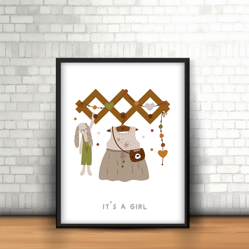 قاب عکس دکوراتیو کودکانه طرح نوزاد دختر