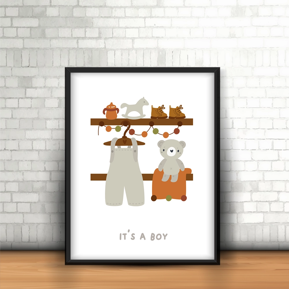 قاب عکس دکوراتیو کودکانه طرح نوزاد پسر