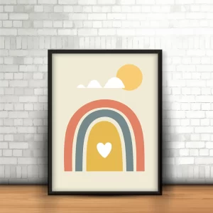 قاب عکس دکوراتیو کودکانه طرح رنگین‌کمان لطیف