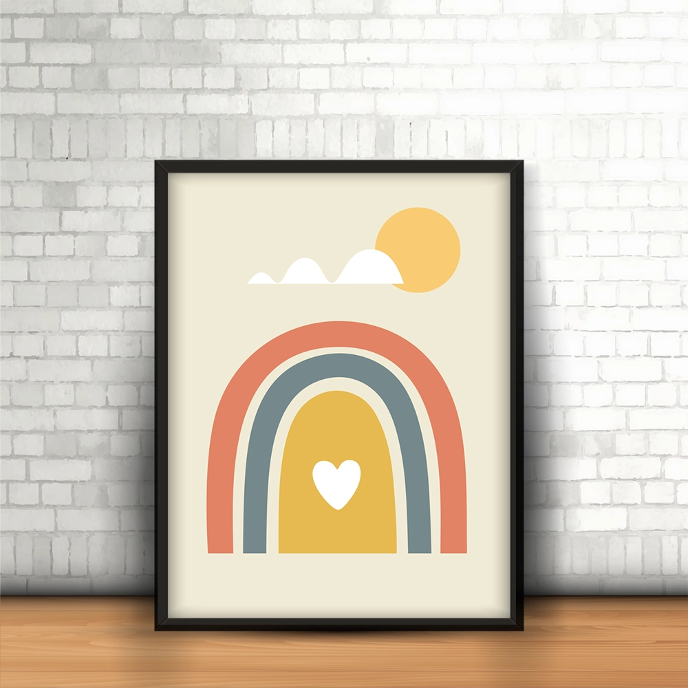 قاب عکس دکوراتیو کودکانه طرح رنگین‌کمان لطیف