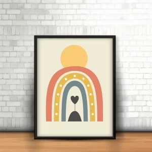 قاب عکس دکوراتیو کودکانه طرح رنگین کمان آرام