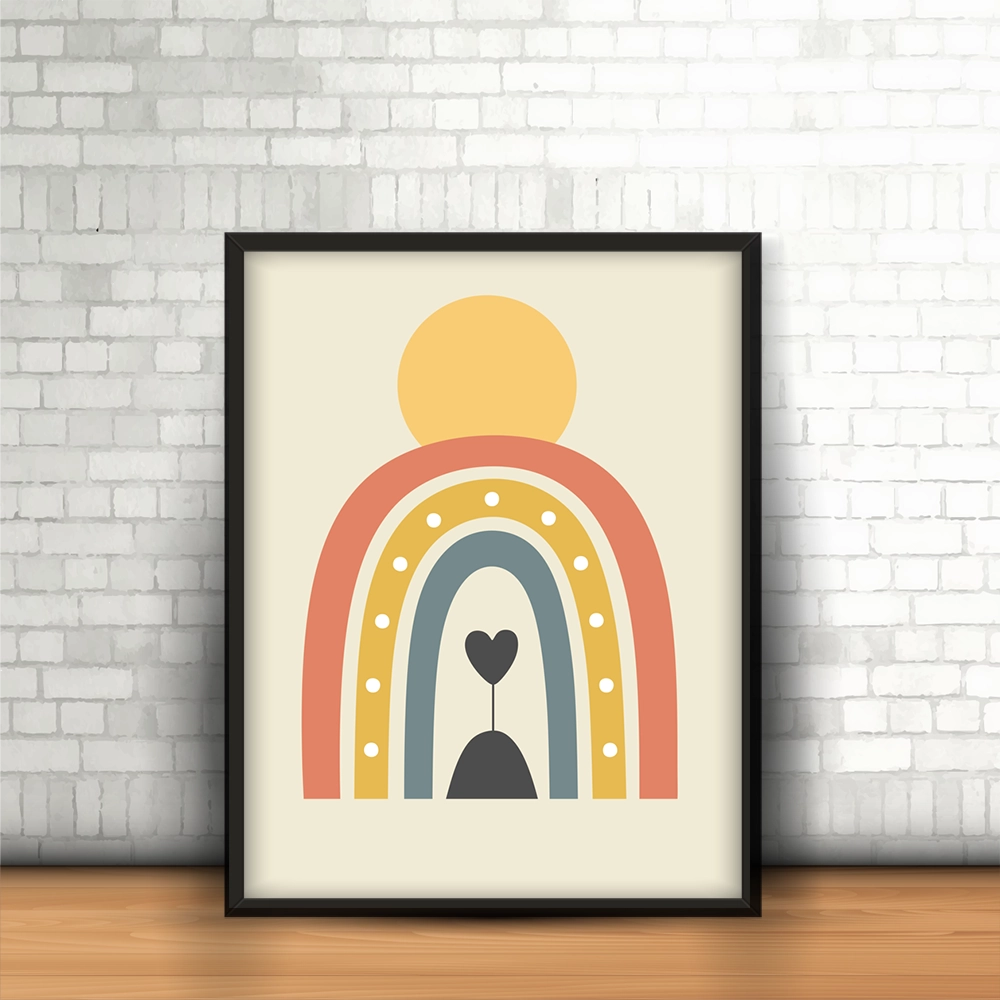 قاب عکس دکوراتیو کودکانه طرح رنگین کمان آرام